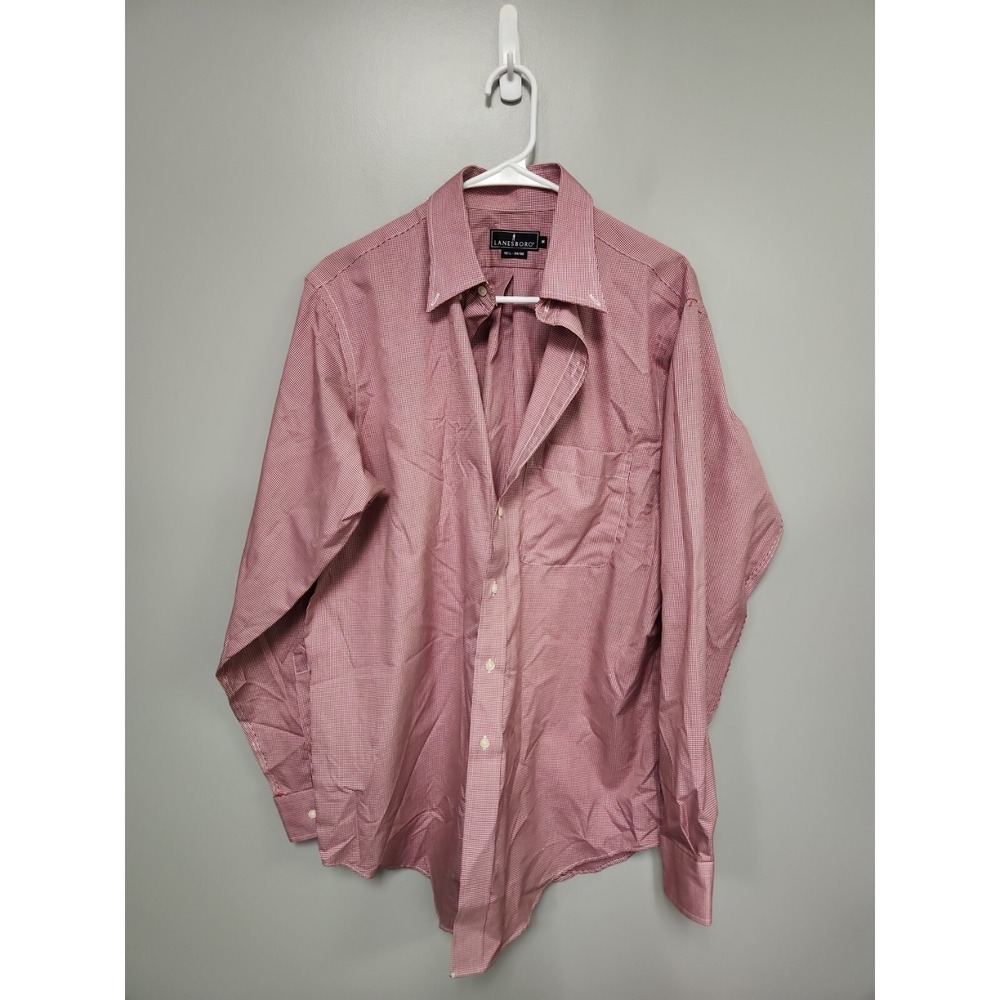 Lanesboro Men's Shirt Mediu 151/2-34/35 Long Sleeve W/Pocket Red White Checkered